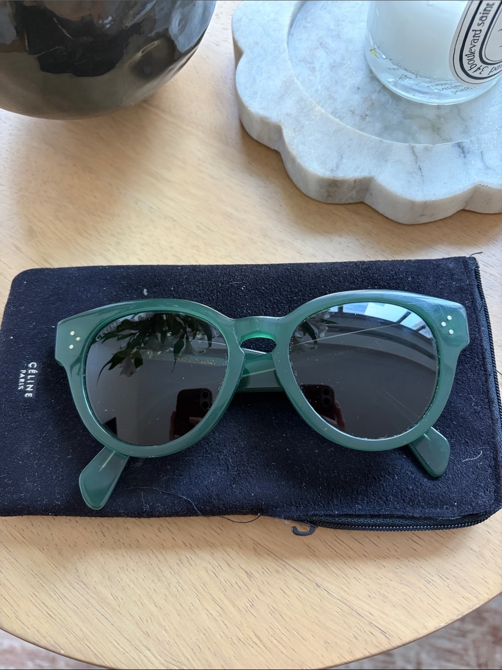 Celine Dark Green Cat-Eye Sunglasses